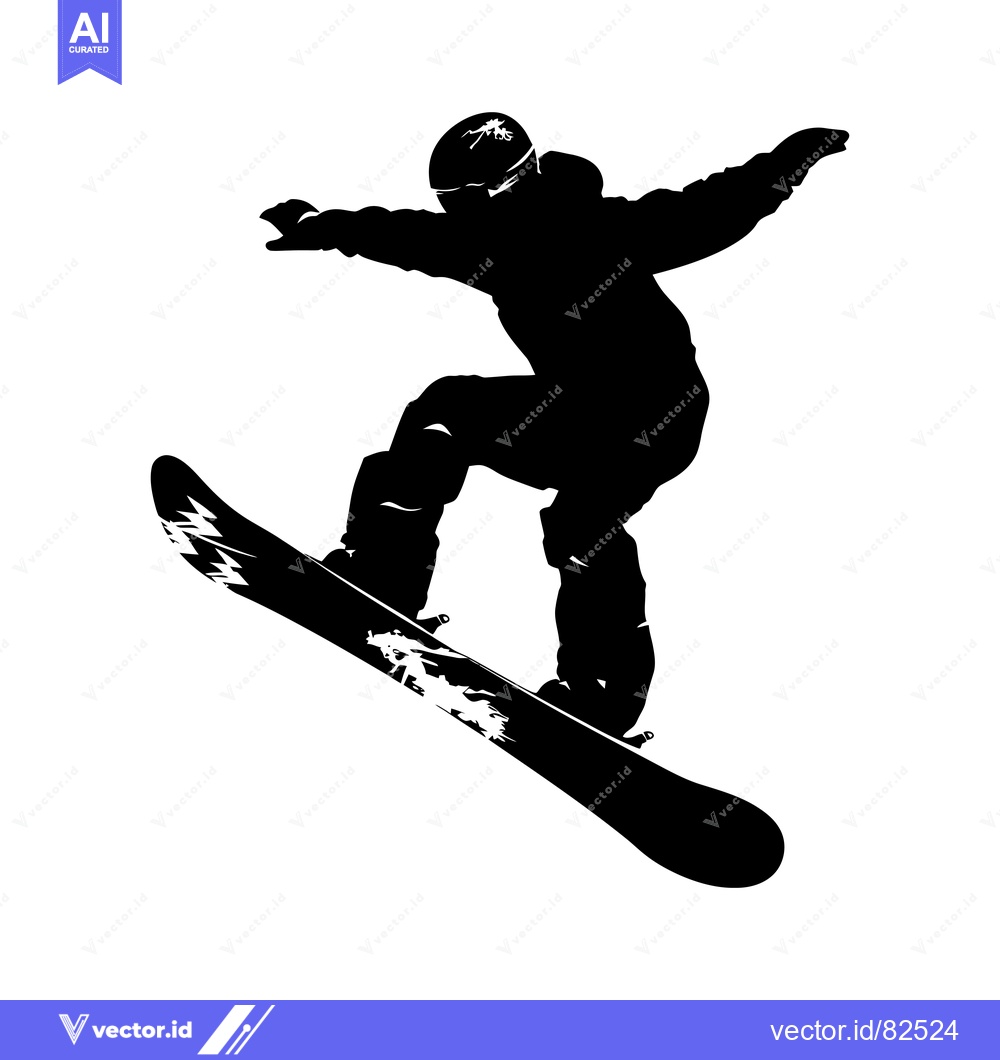 Premium Vector dari Silhouette of a Snowboarder Performing an Aerial Trick