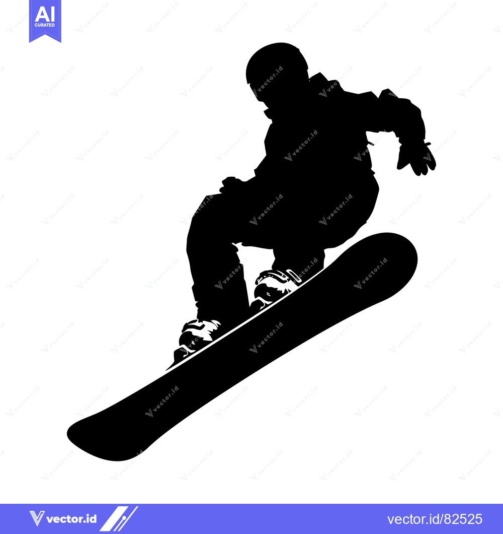 Premium Vector of Silhouette of a Snowboarder mid-air during a jump