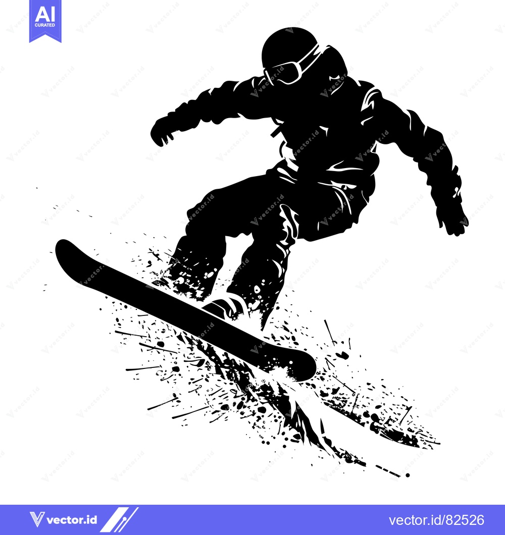 Premium Vector dari Silhouette of a snowboarder performing a trick