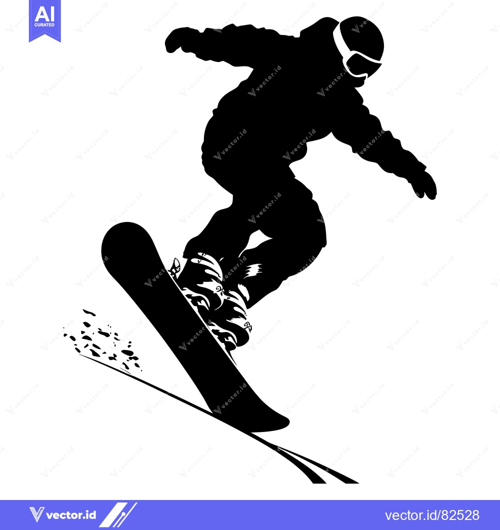 Premium Vector of Silhouette of a Snowboarder in Mid-Air, Performing a Trick