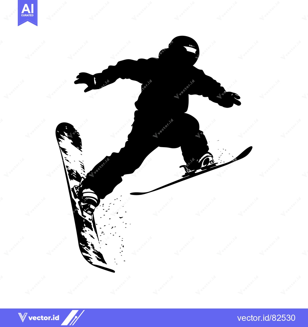 Premium Vector of Silhouette of a Snowboarder Jumping in Mid-Air