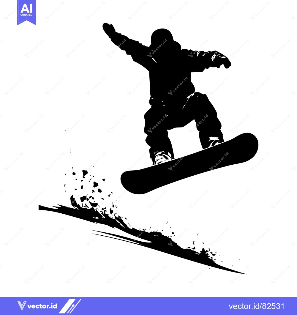 Premium Vector of Silhouette of a snowboarder mid-air during a jump