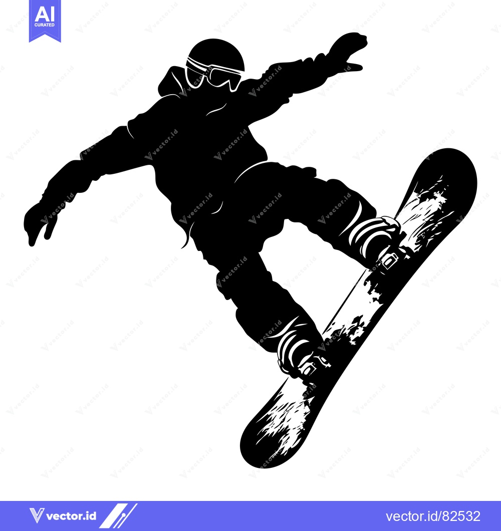 Premium Vector of Silhouette of a Snowboarder in Mid-Air Performing a Trick