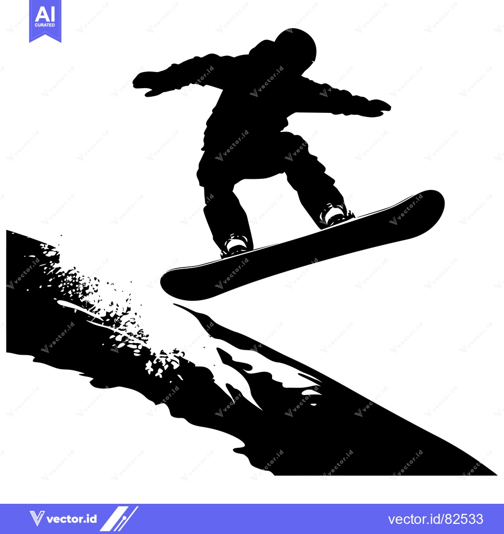 Premium Vector of Silhouette of a Snowboarder Performing an Aerial Trick