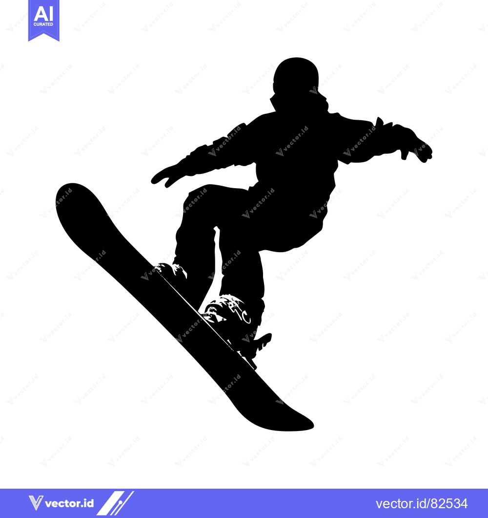Premium Vector of Silhouette of a Snowboarder in Mid-Air