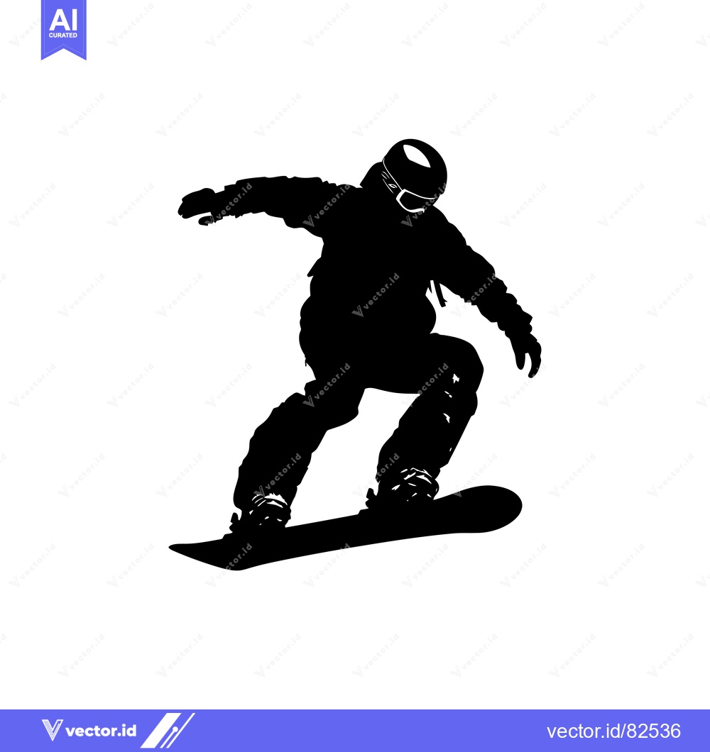 Premium Vector of Silhouette of a snowboarder in mid-air, executing a trick