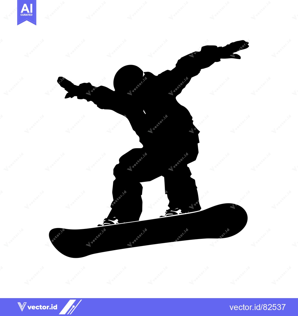 Premium Vector of Silhouette of a Snowboarder Performing a Trick