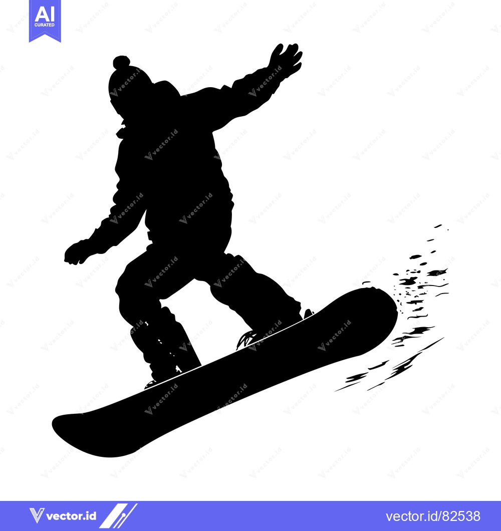 Premium Vector dari Silhouette of a Snowboarder Performing an Aerial Trick