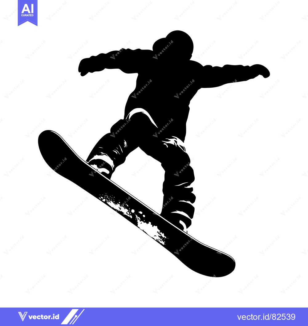 Premium Vector of Silhouette of a Snowboarder Performing an Aerial Trick