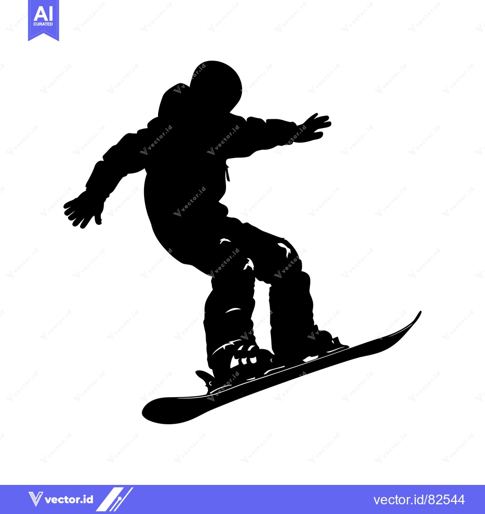 Premium Vector dari Silhouette of a Snowboarder in Mid-Air