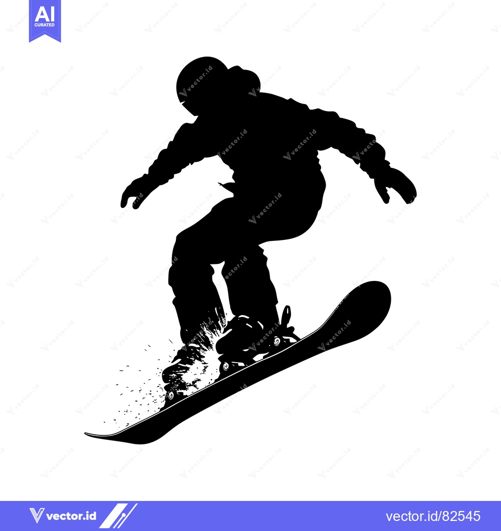 Premium Vector of Silhouette of a snowboarder performing a trick in mid-air