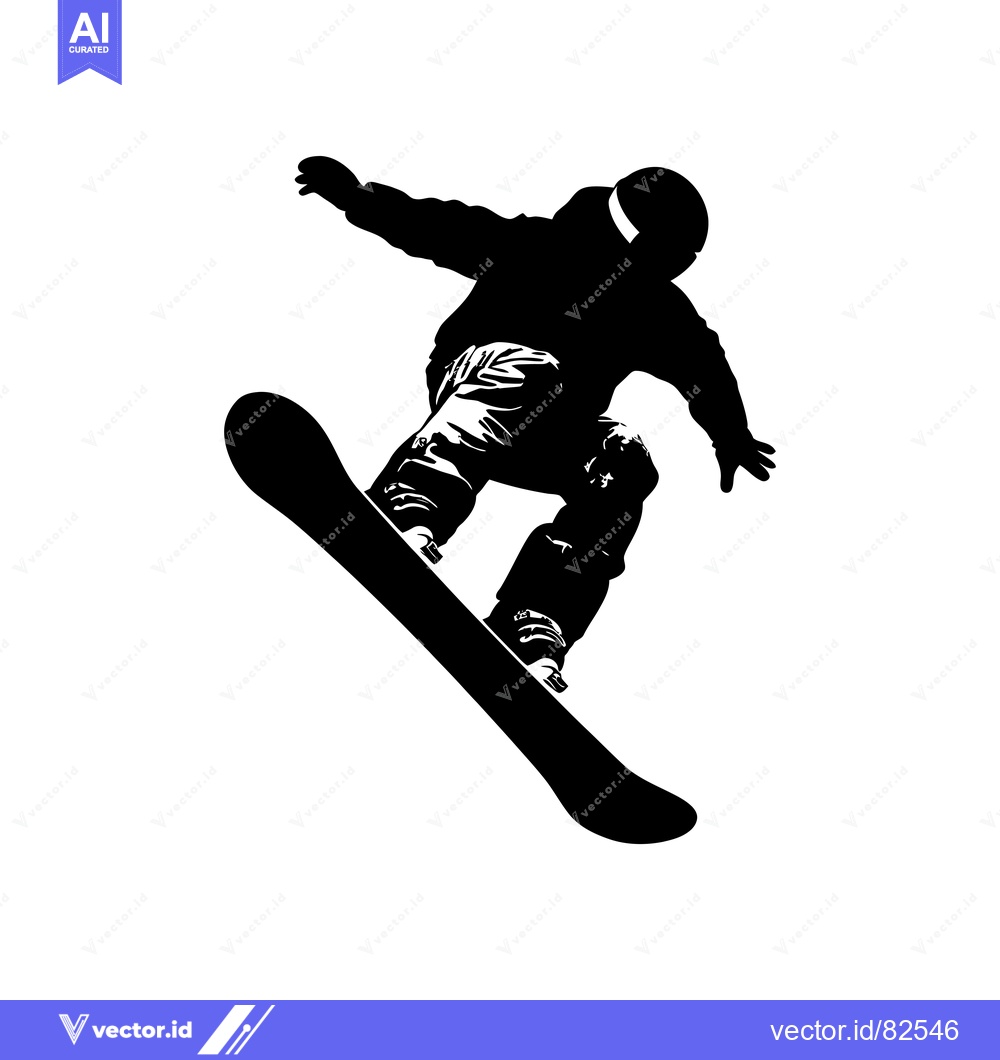 Premium Vector dari Silhouette of a Snowboarder mid-air in a jump.