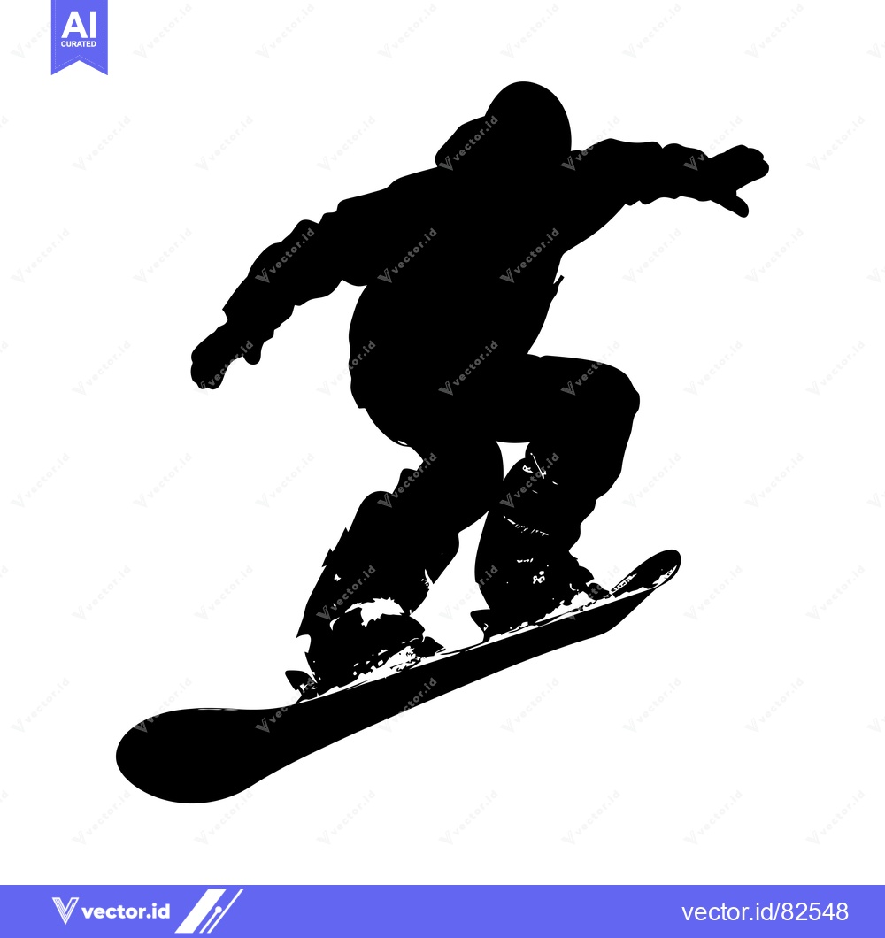 Premium Vector dari Silhouette of a snowboarder mid-air, performing a trick