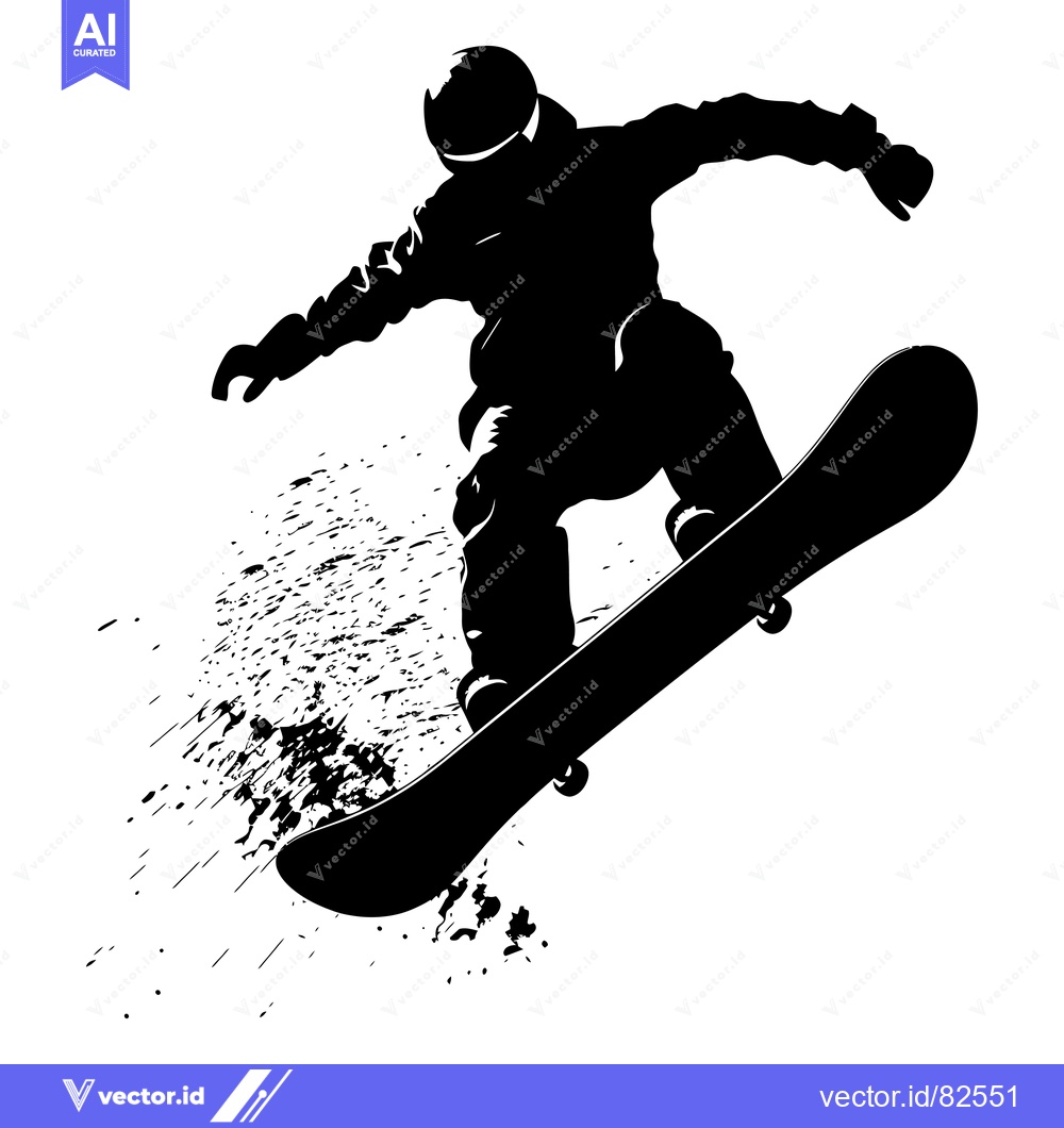 Premium Vector of Silhouette of a Snowboarder in Mid-Air
