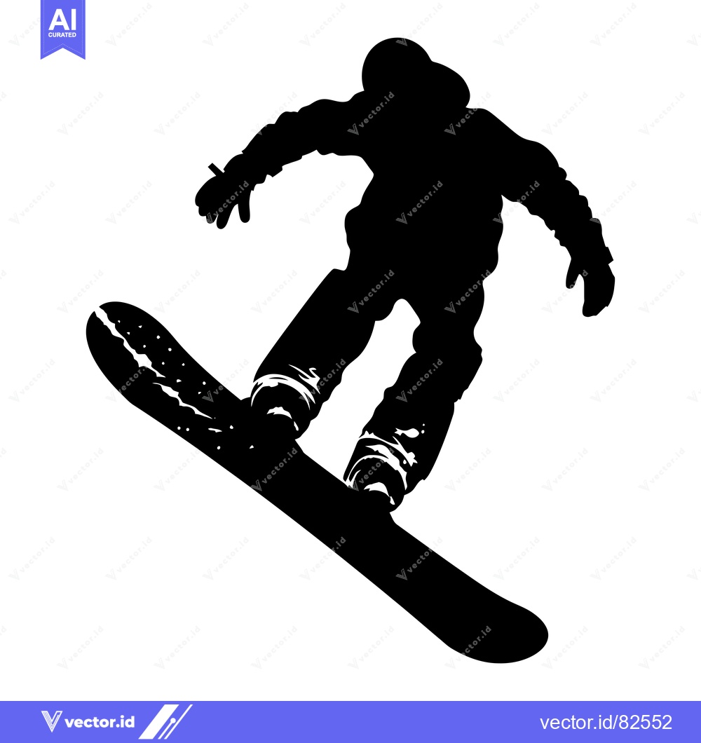 Premium Vector of Silhouette of a Snowboarder in Mid-Air