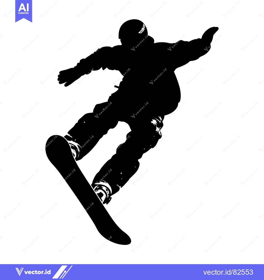 Premium Vector of Silhouette of a snowboarder mid-air with a snowboard