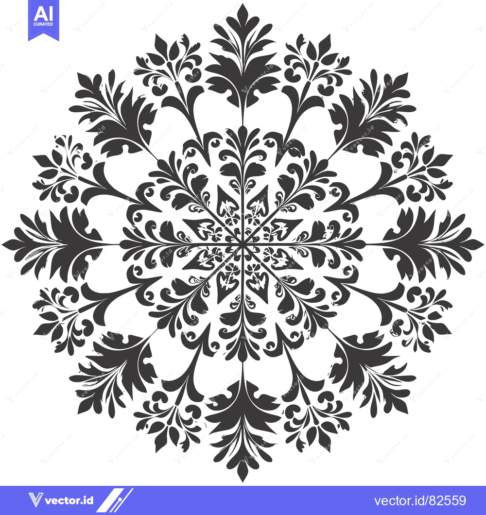 Premium Vector dari Black and white symmetrical floral mandala design