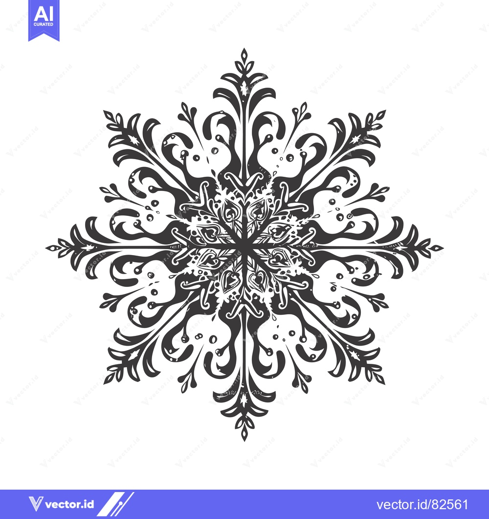 Premium Vector dari Intricate Black and White Floral Snowflake Design