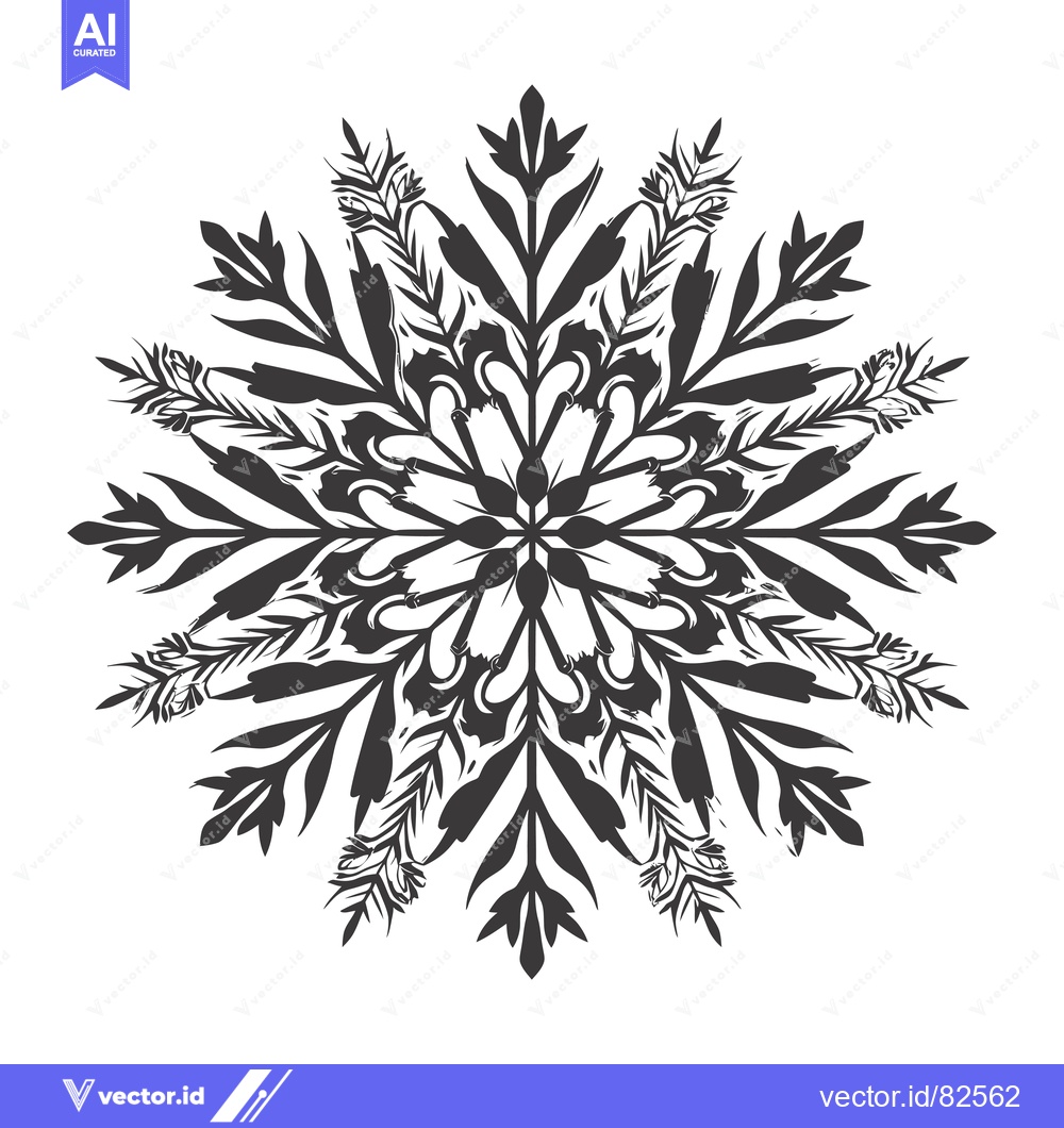 Premium Vector dari Black and White Stylized Floral Snowflake Design