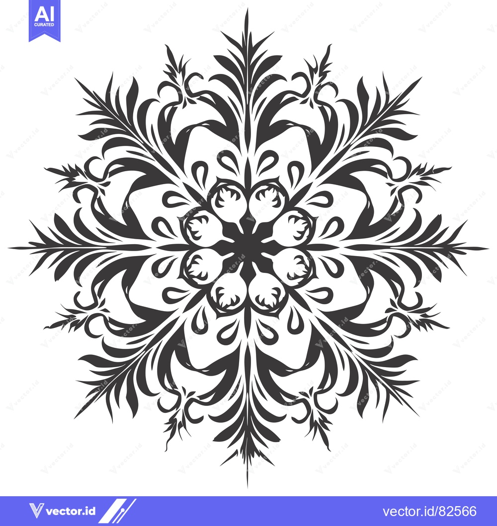 Premium Vector of Intricate Black and White Floral Design with a Central Star