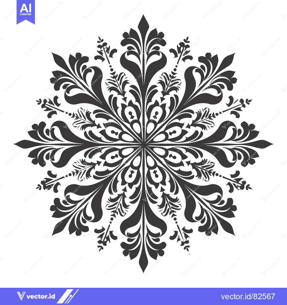 Premium Vector of Black and White Floral Design with a Circular Shape