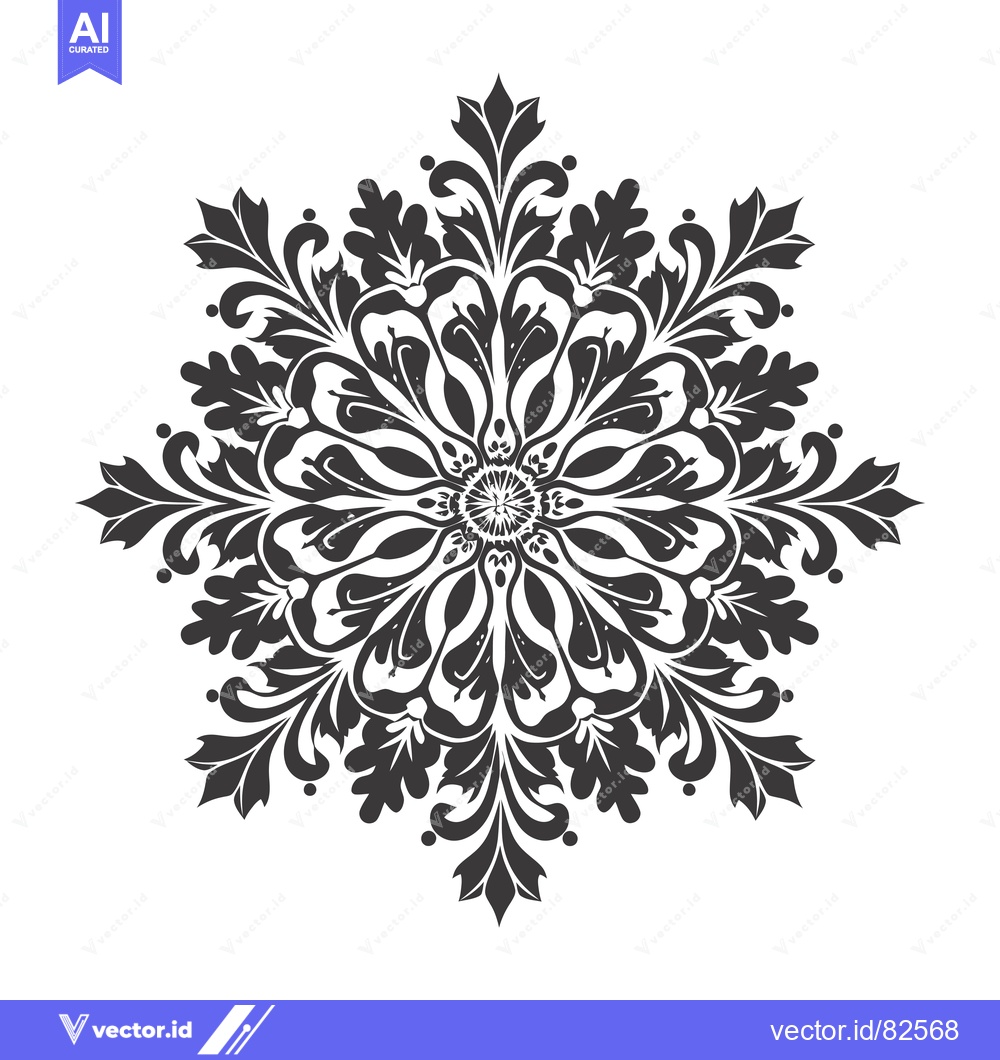 Premium Vector dari Black and white floral design with a central circular element