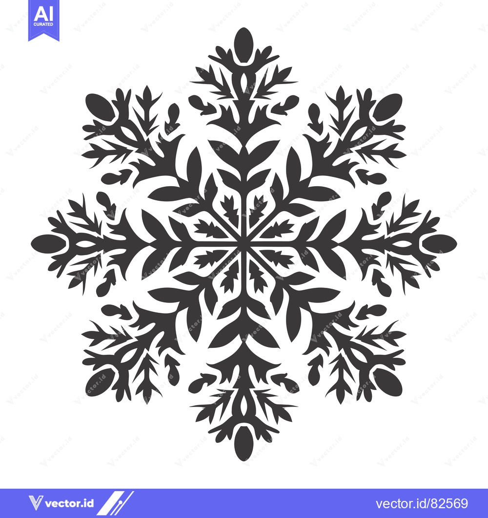Premium Vector dari Ornate Black and White Snowflake Design