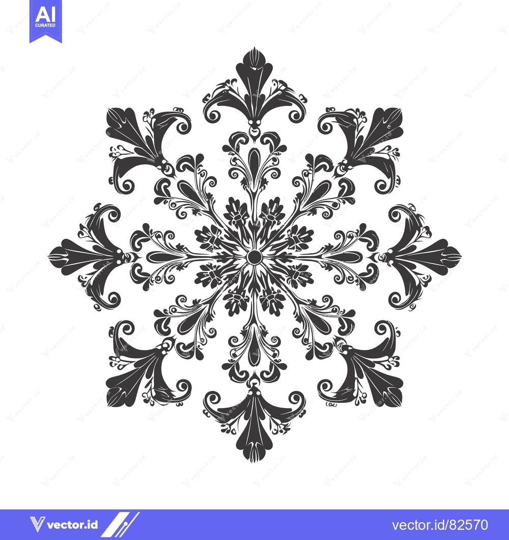 Premium Vector dari Intricate Black and White Floral Design with a Central Circle