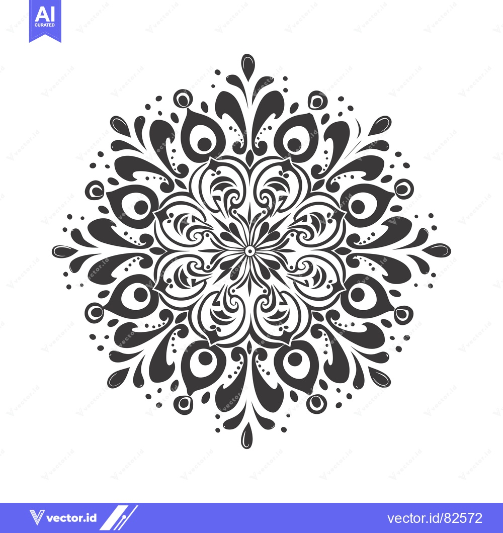 Premium Vector dari Black and White Circular Mandala with Intricate Floral Design