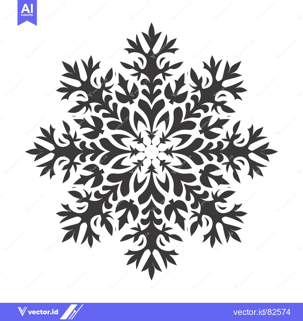 Premium Vector of Black and White Ornamental Snowflake Design