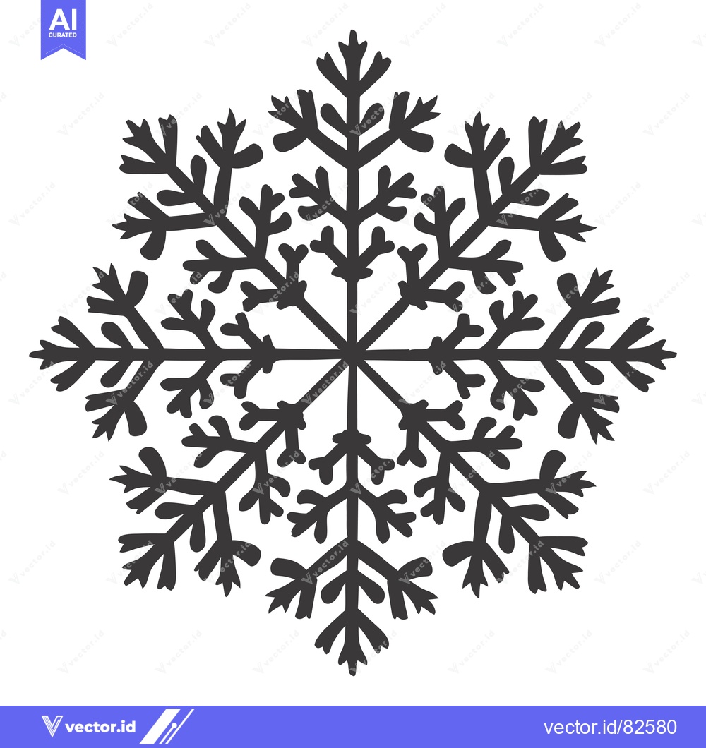 Premium Vector dari Hand-drawn stylized black and white snowflake