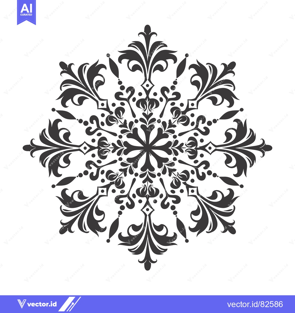 Premium Vector dari Black and White Ornamental Floral Design with a Centered Pattern