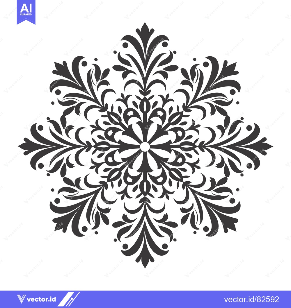 Premium Vector dari Ornate Black and White Floral Design with Six-Point Symmetry