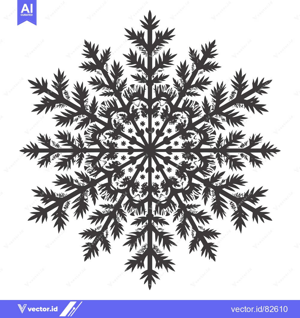 Premium Vector of Intricate Black and White Snowflake Design