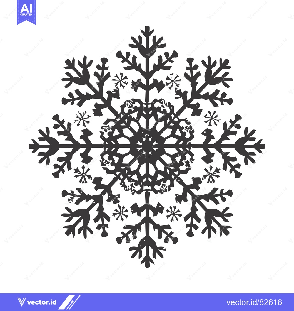 Premium Vector dari Detailed Black and White Snowflake Illustration
