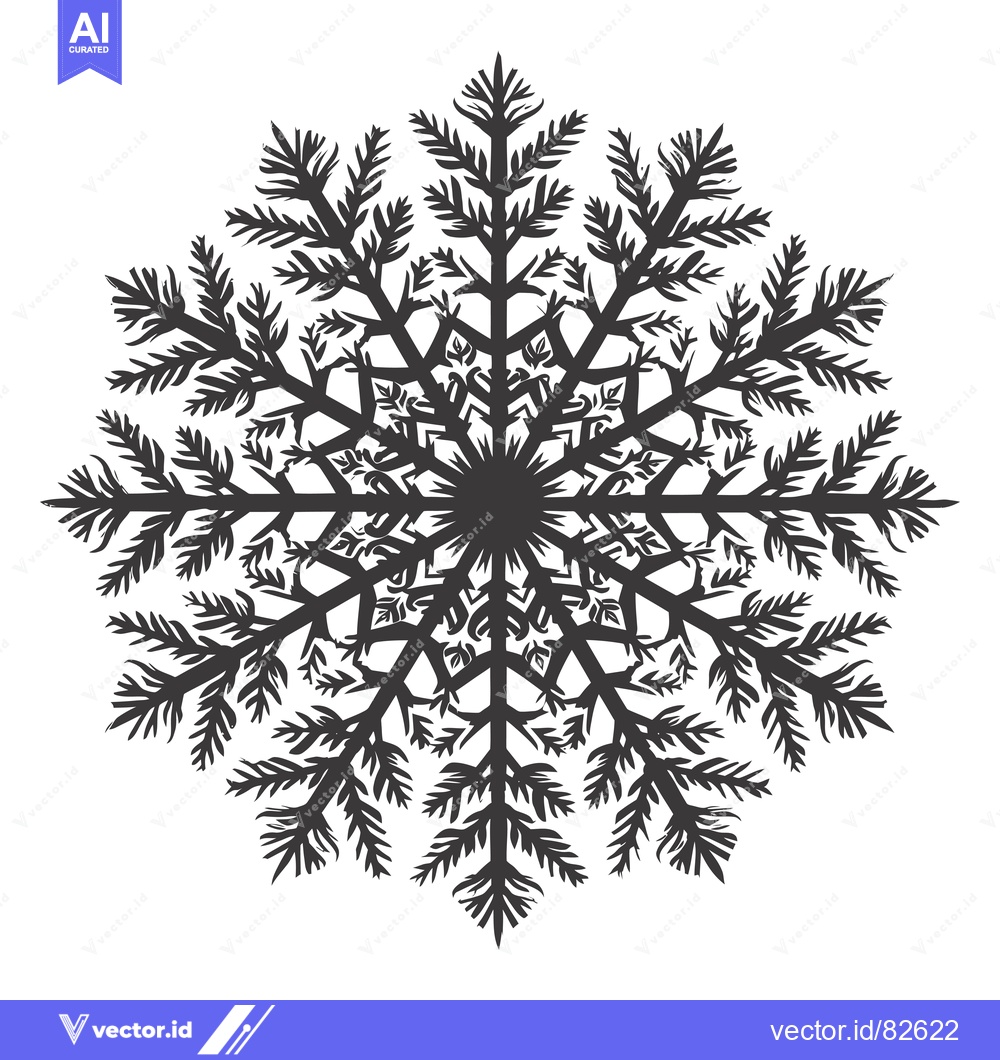 Premium Vector of A Detailed Black and White Silhouette of a Snowflake