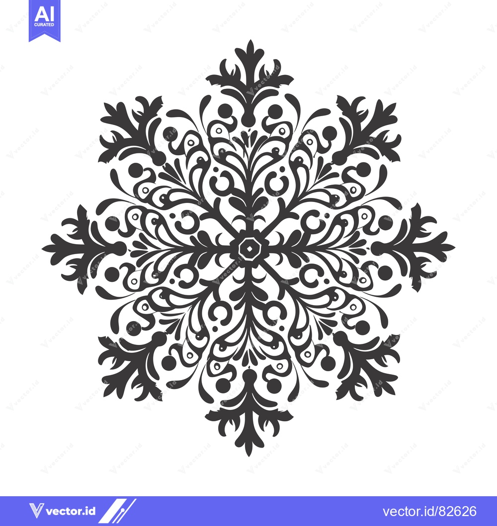 Premium Vector of Intricate Black and White Floral Design with Six-Pointed Star Symmetry