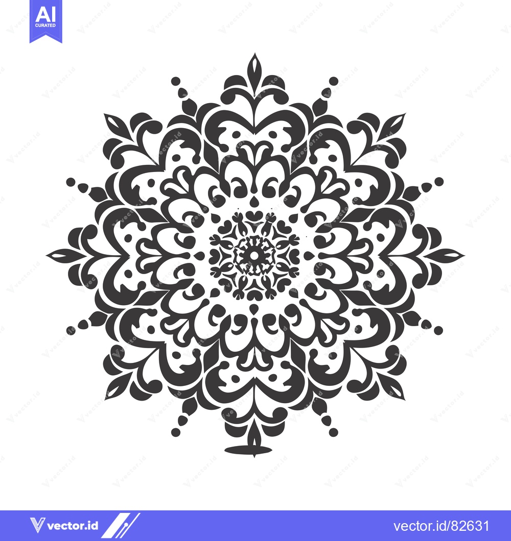 Premium Vector of Intricate Black and White Floral Mandala Design