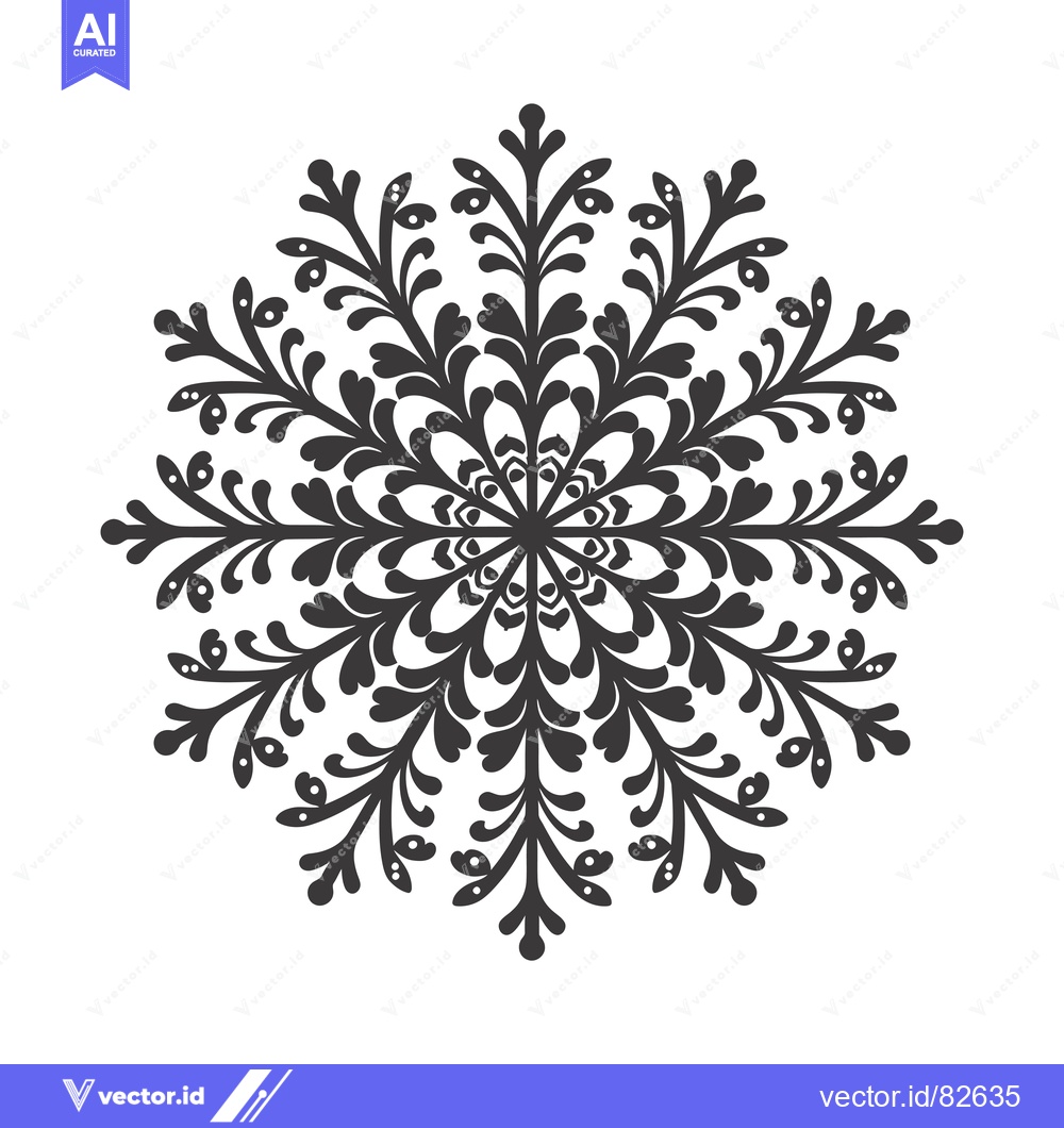 Premium Vector dari Intricate Black and White Floral Snowflake Design