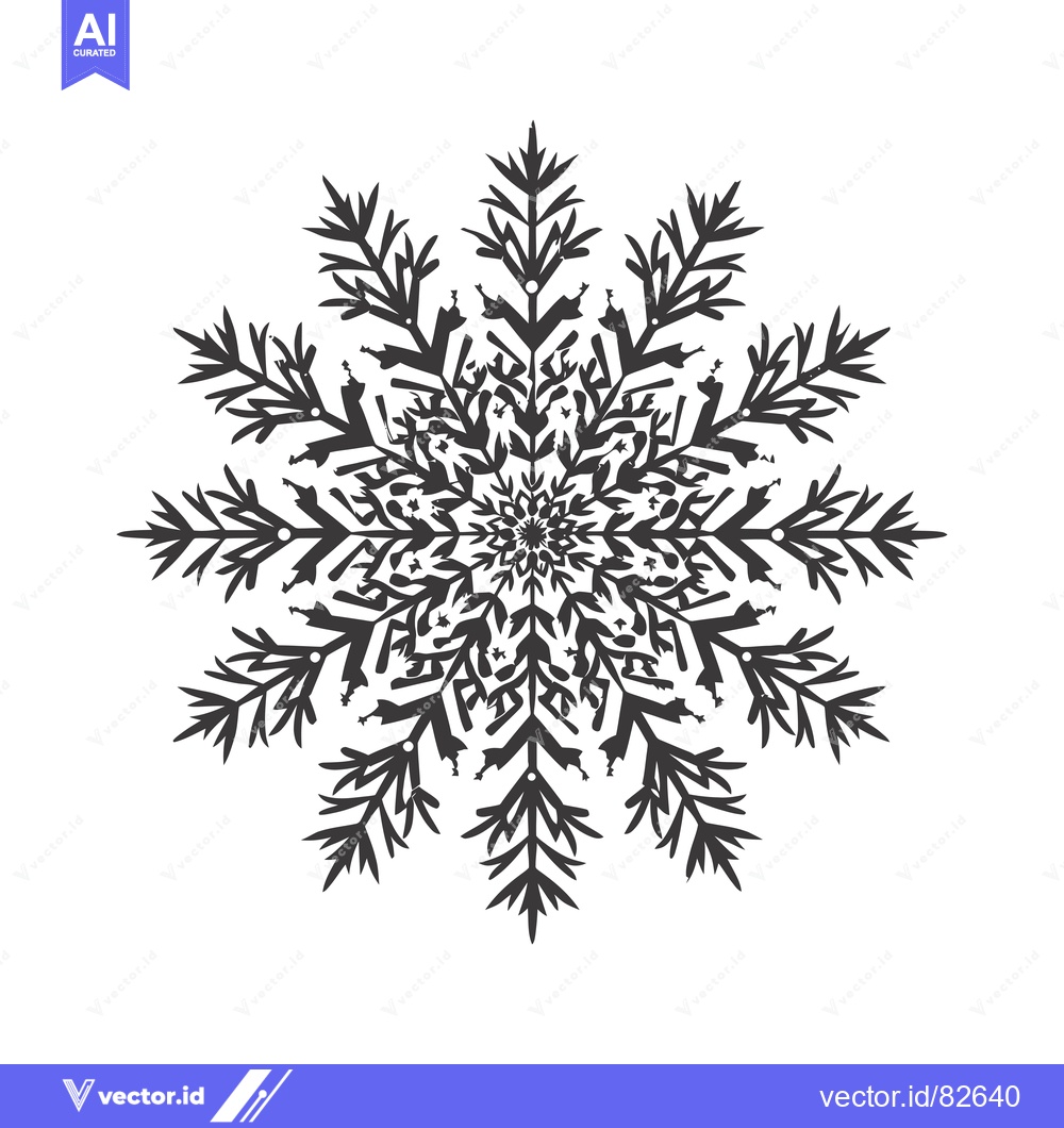 Premium Vector dari A Detailed Black and White Snowflake with a Complex Pattern