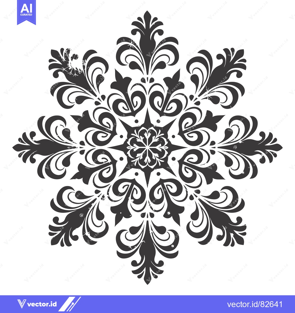 Premium Vector dari Black and White Floral Mandala Design with Swirls and Curls