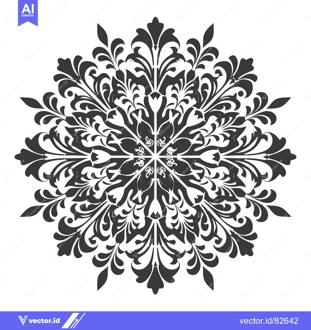 Premium Vector of Intricate Black and White Floral Design with Symmetrical Pattern
