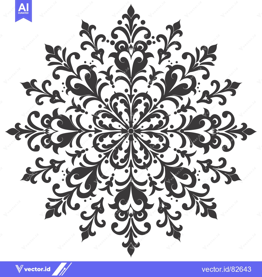 Premium Vector dari Ornate Black and White Floral Design with Circular Symmetry