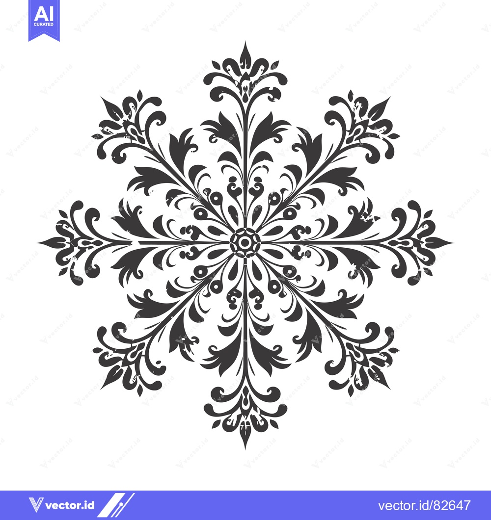 Premium Vector of Black and White Floral Mandala Design with Distressed Texture