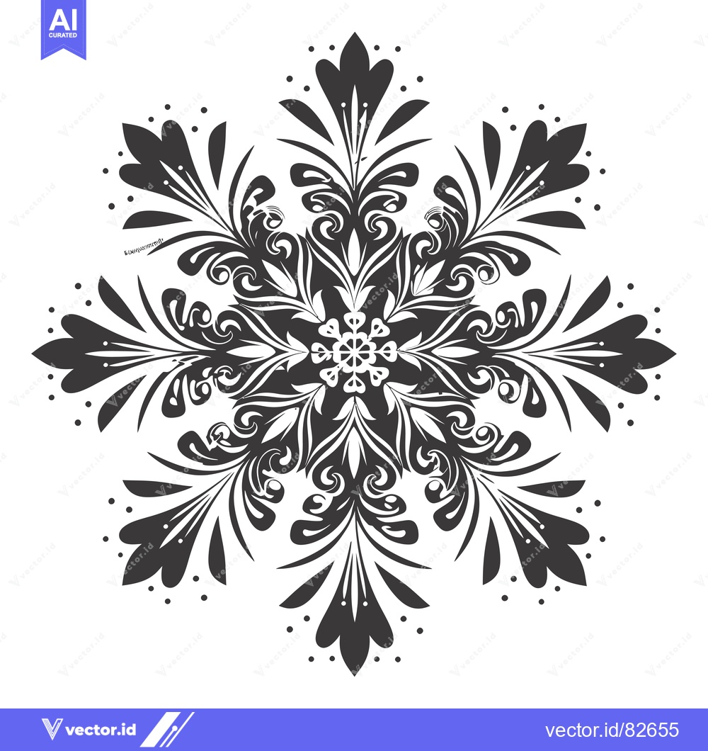 Premium Vector of Black and White Floral Mandala with Swirls and Dots