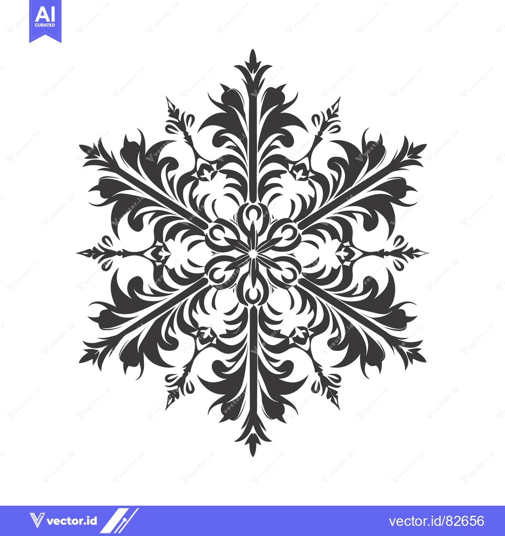 Premium Vector of Intricate Black and White Ornamental Snowflake Design
