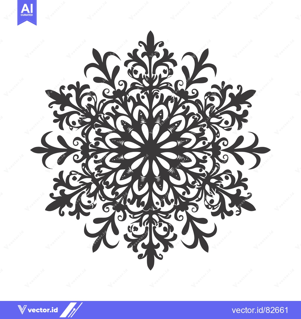 Premium Vector dari Intricate Black and White Ornate Snowflake Design