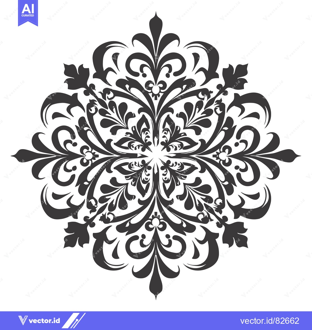 Premium Vector dari Ornate Black and White Floral Design with a Circular Pattern