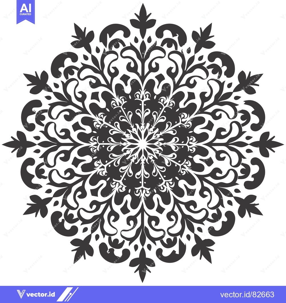Premium Vector dari Circular floral pattern in black and white with a central motif