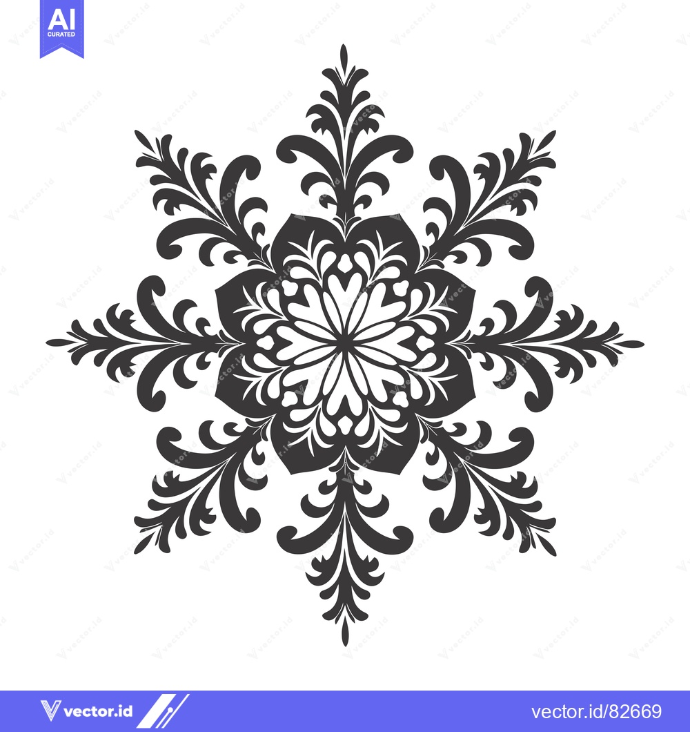 Premium Vector of Black and white ornate floral design with a central flower